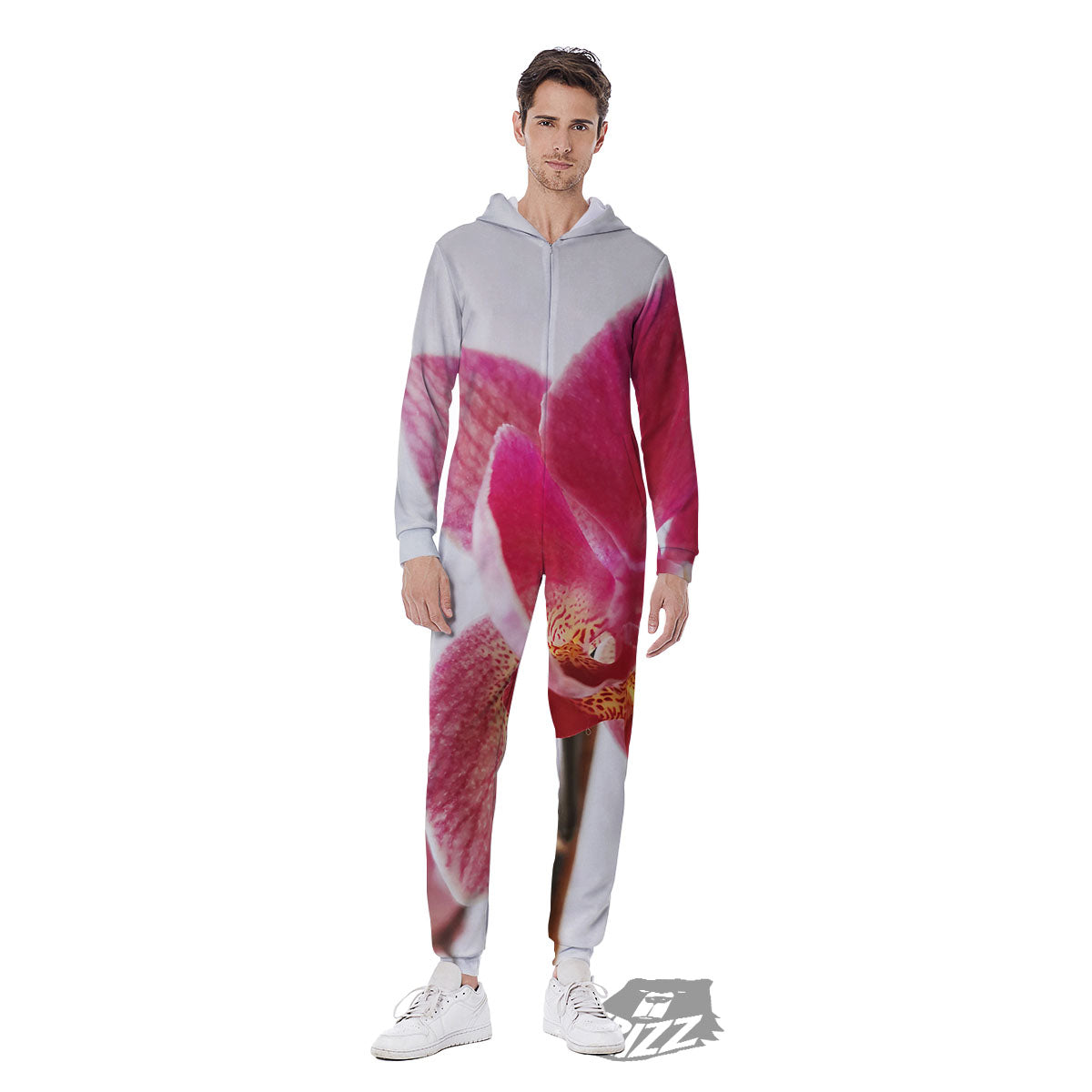Orchid Flower Pink Print Men's Jumpsuit-grizzshop