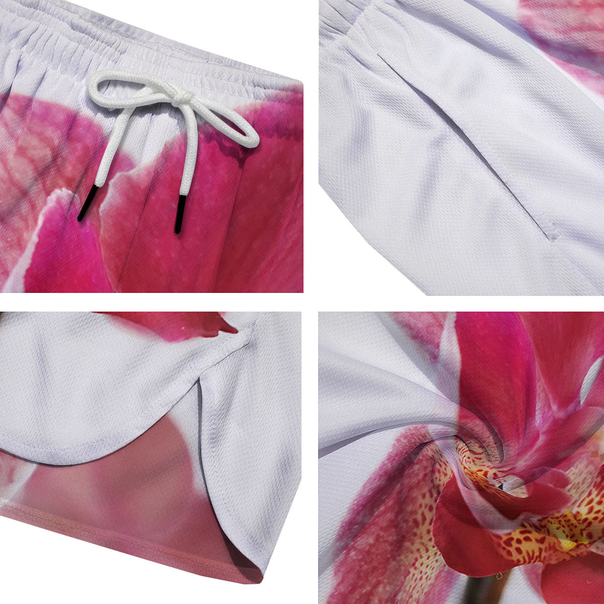 Orchid Flower Pink Print Men's Running Shorts-grizzshop