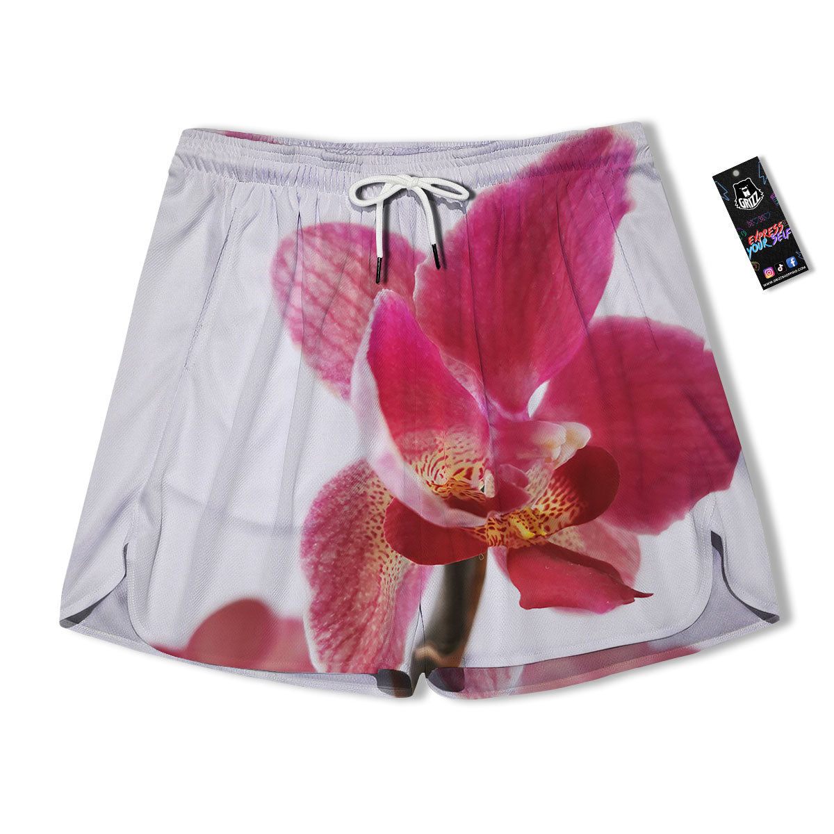 Orchid Flower Pink Print Men's Running Shorts-grizzshop