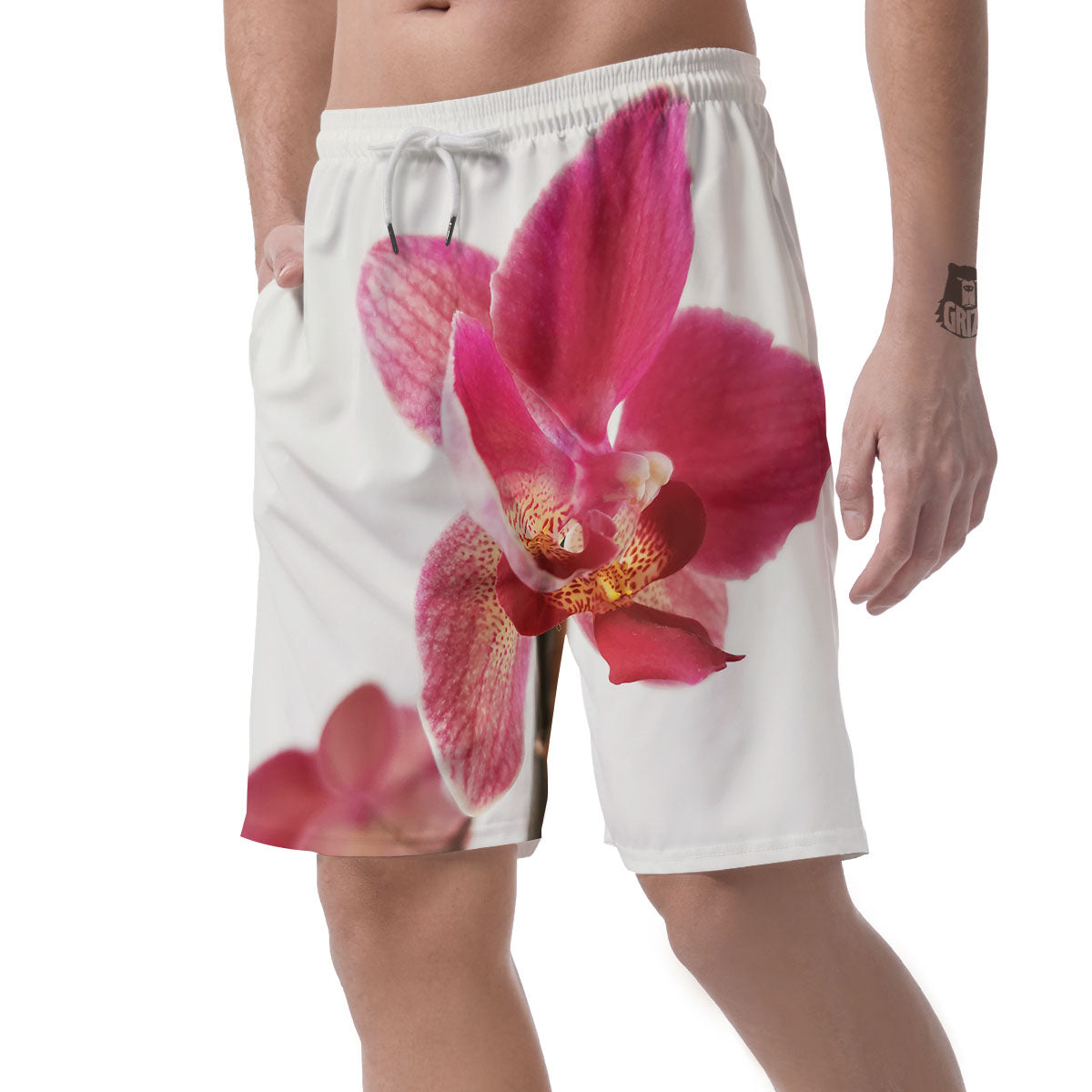 Orchid Flower Pink Print Men's Shorts-grizzshop