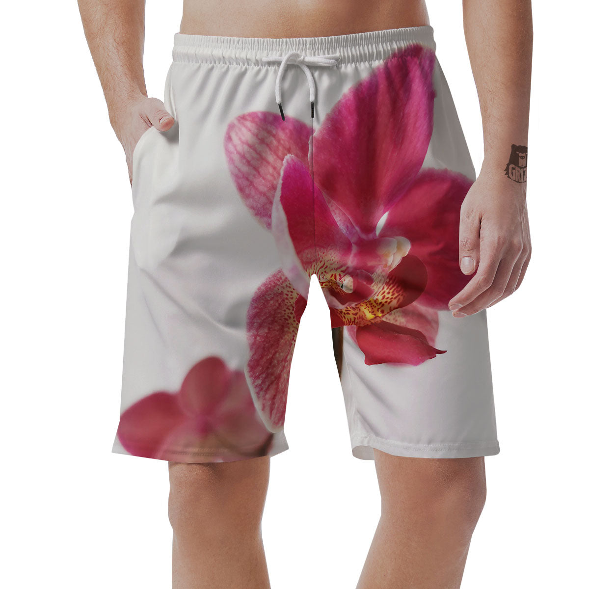 Orchid Flower Pink Print Men's Shorts-grizzshop