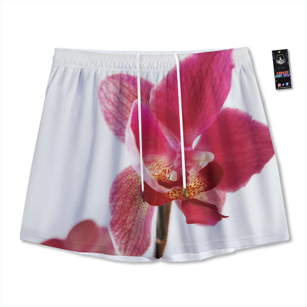 Orchid Flower Pink Print Mesh Shorts