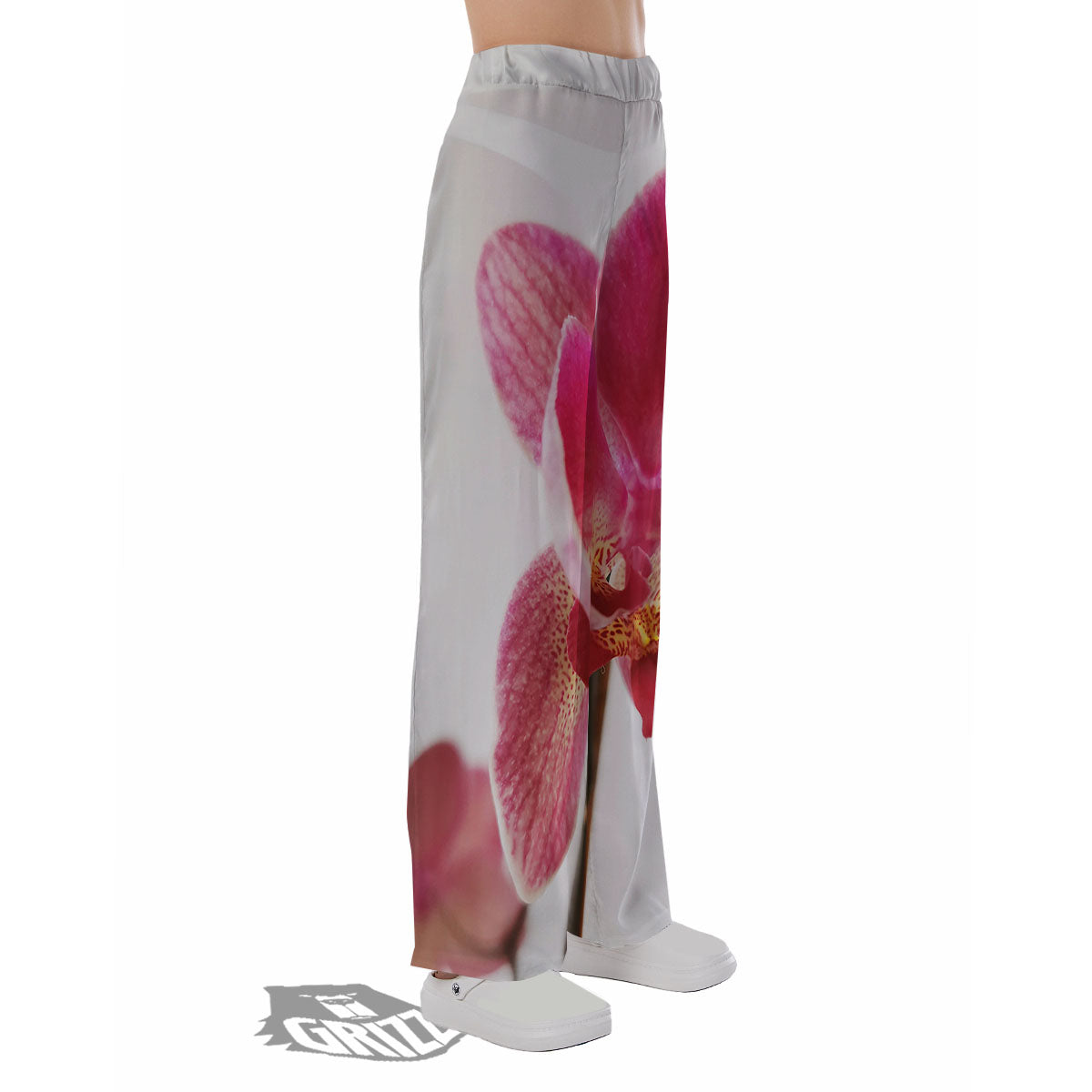 Orchid Flower Pink Print Pajama Pants-grizzshop