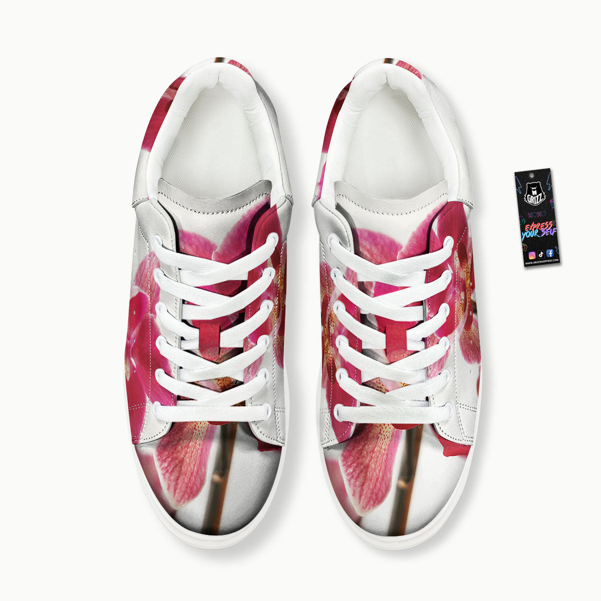 Orchid Flower Pink Print Platform Shoes-grizzshop