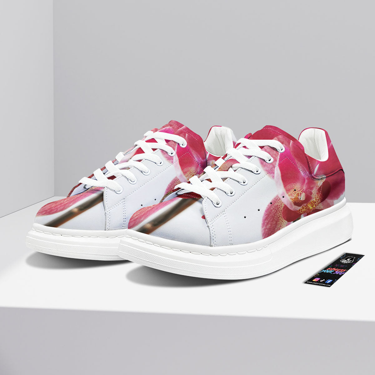 Orchid Flower Pink Print Platform Shoes-grizzshop