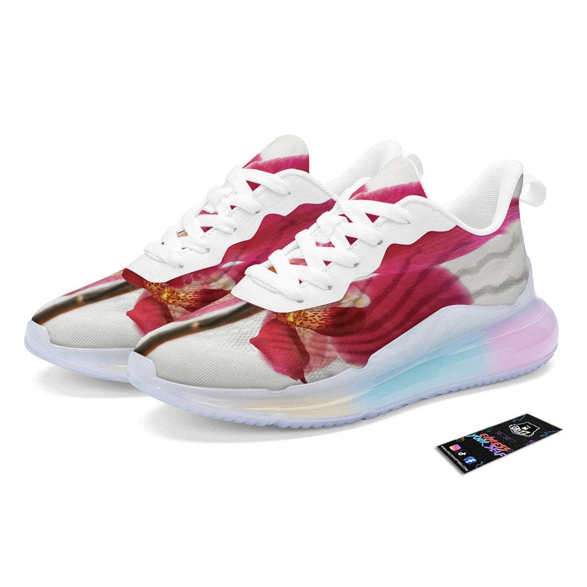 Orchid Flower Pink Print Running Sneakers-grizzshop
