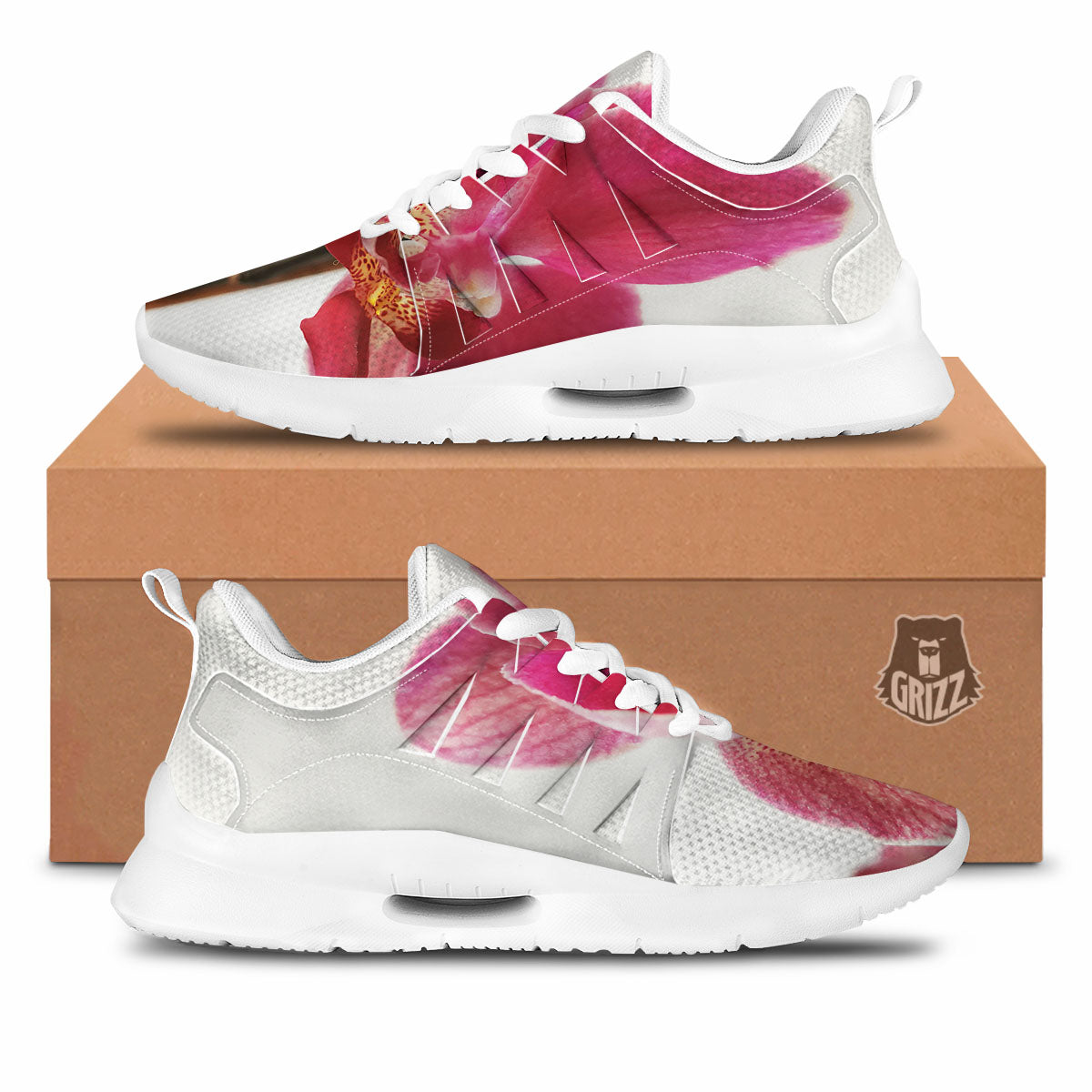 Orchid Flower Pink Print Tennis Shoes-grizzshop