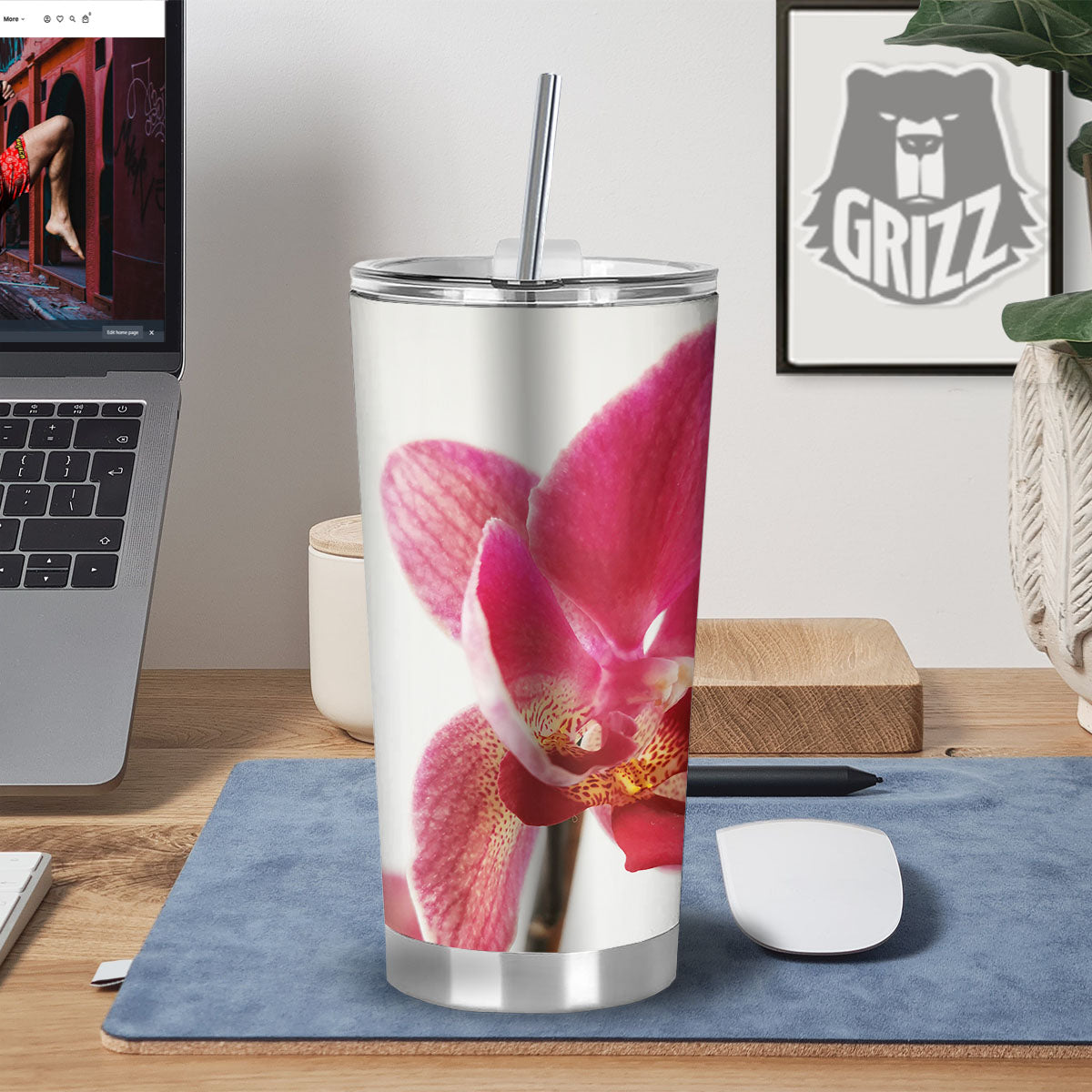 Orchid Flower Pink Print Tumbler-grizzshop