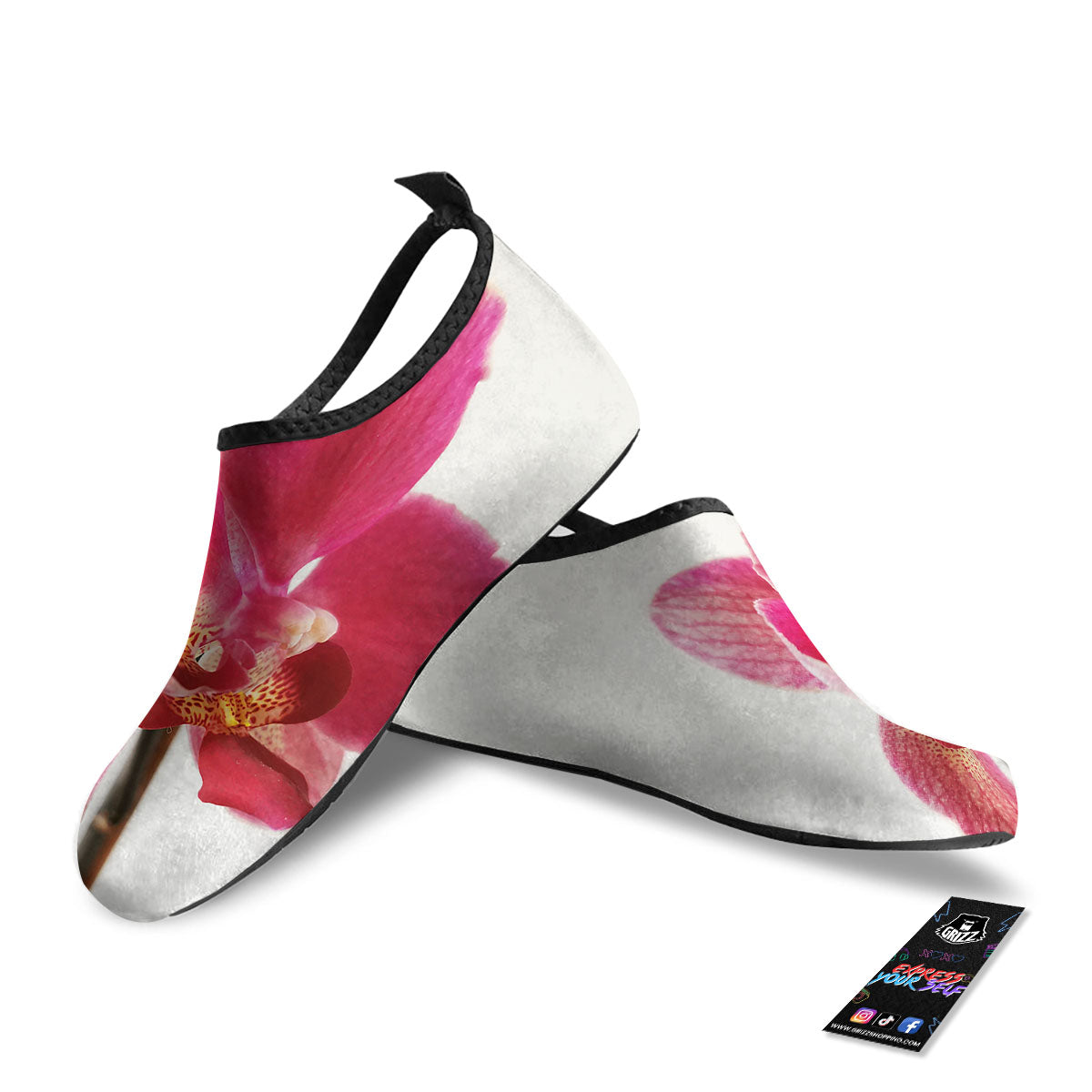 Orchid Flower Pink Print Water Shoes-grizzshop