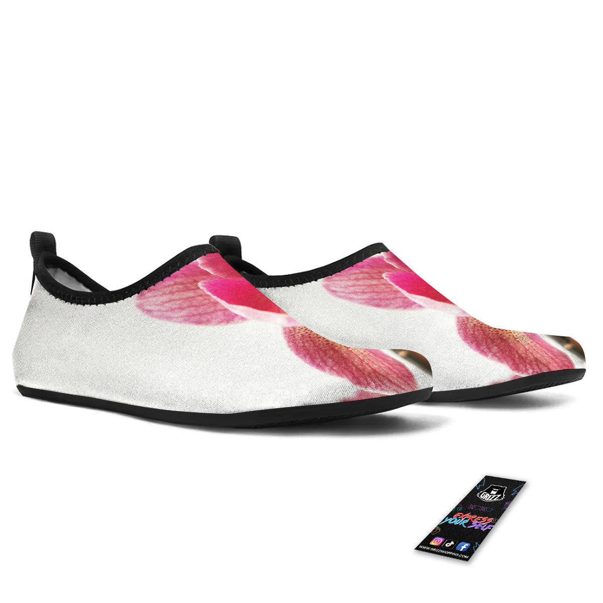 Orchid Flower Pink Print Water Shoes-grizzshop