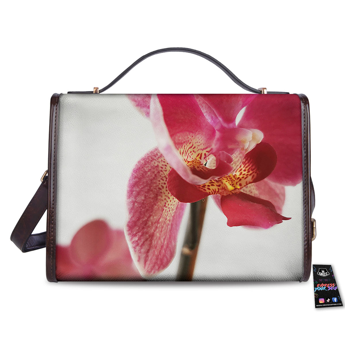 Orchid Flower Pink Print Women's Satchel Bag-grizzshop
