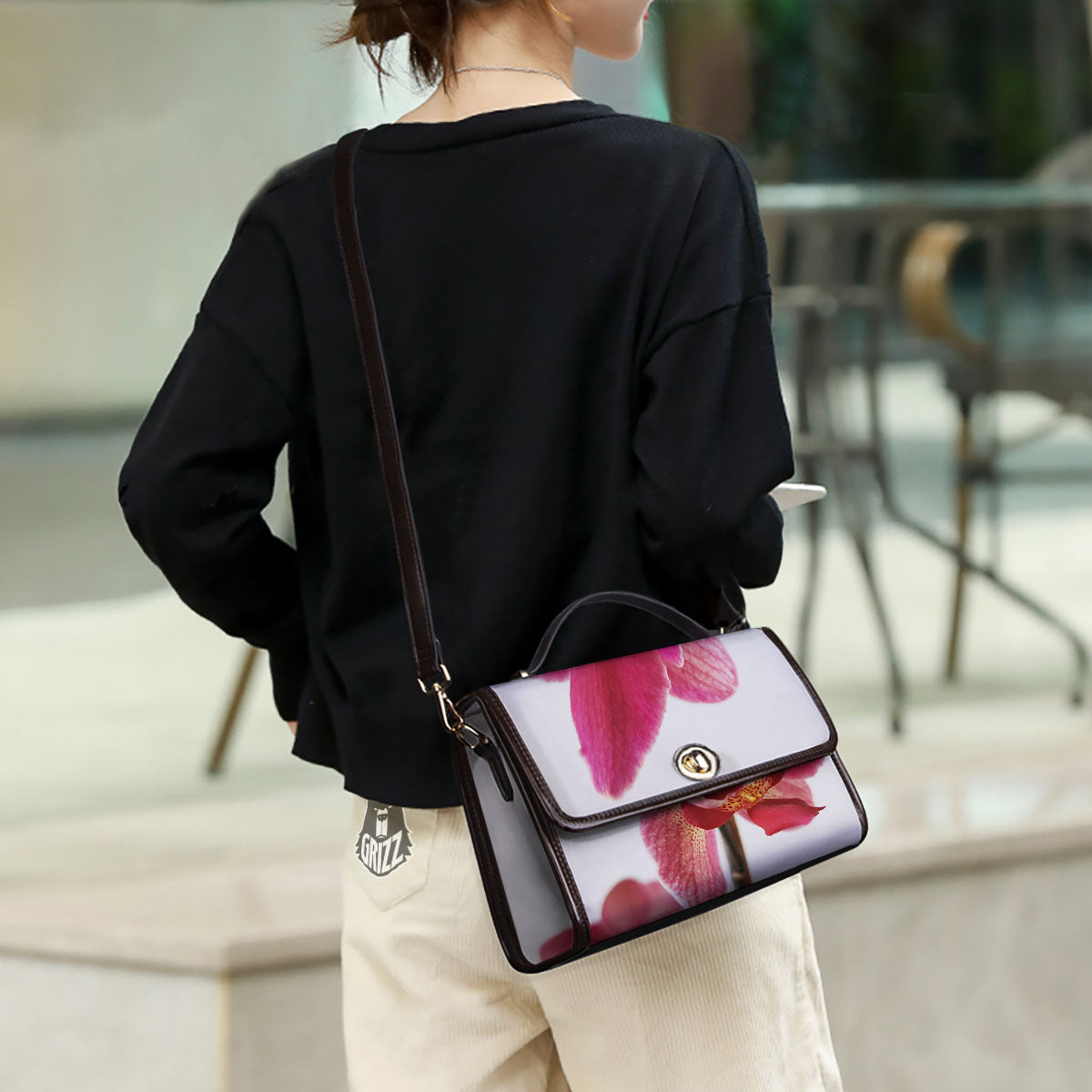 Orchid Flower Pink Print Women's Satchel Bag-grizzshop