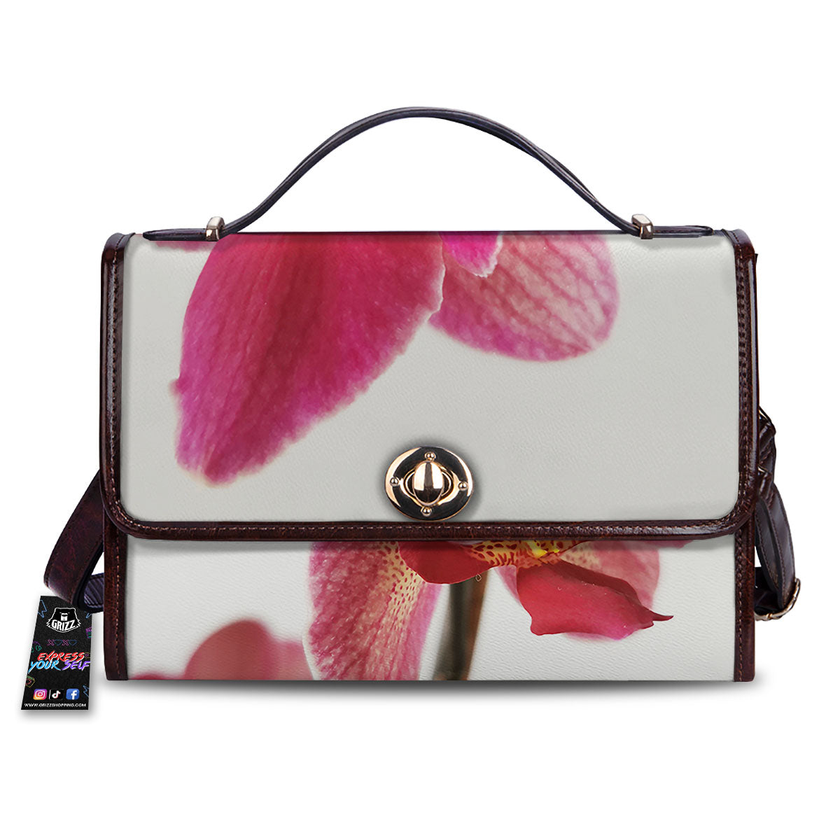 Orchid Flower Pink Print Women's Satchel Bag-grizzshop