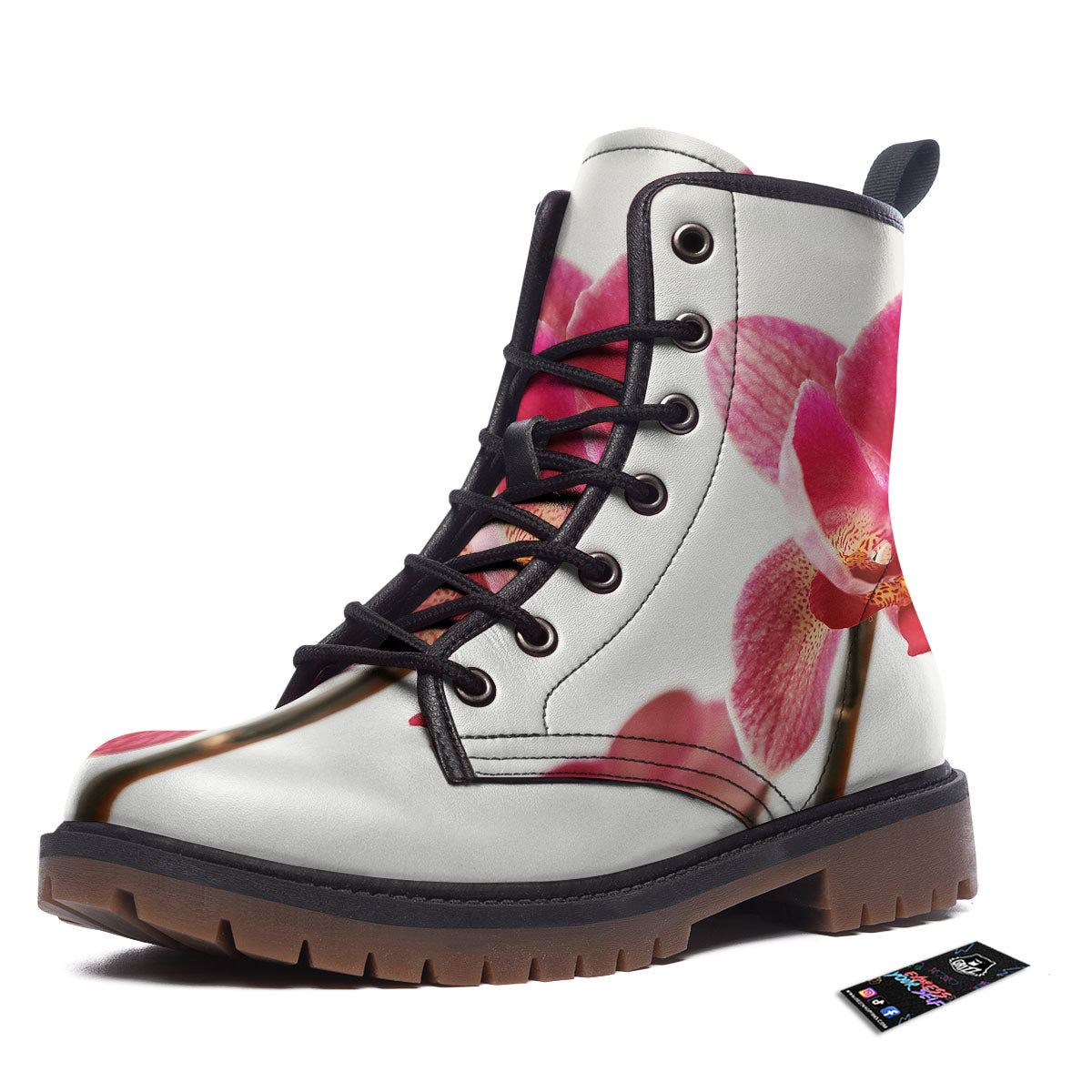 Orchid Flower Pink Print Work Boots-grizzshop