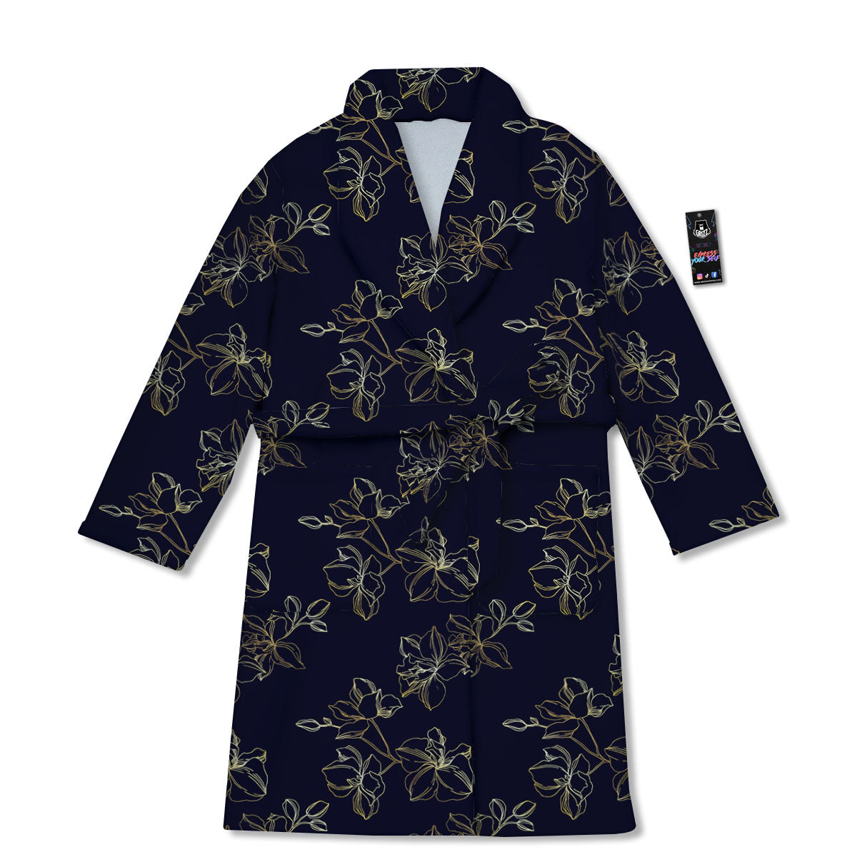 Orchid Golden Print Pattern Bathrobe-grizzshop