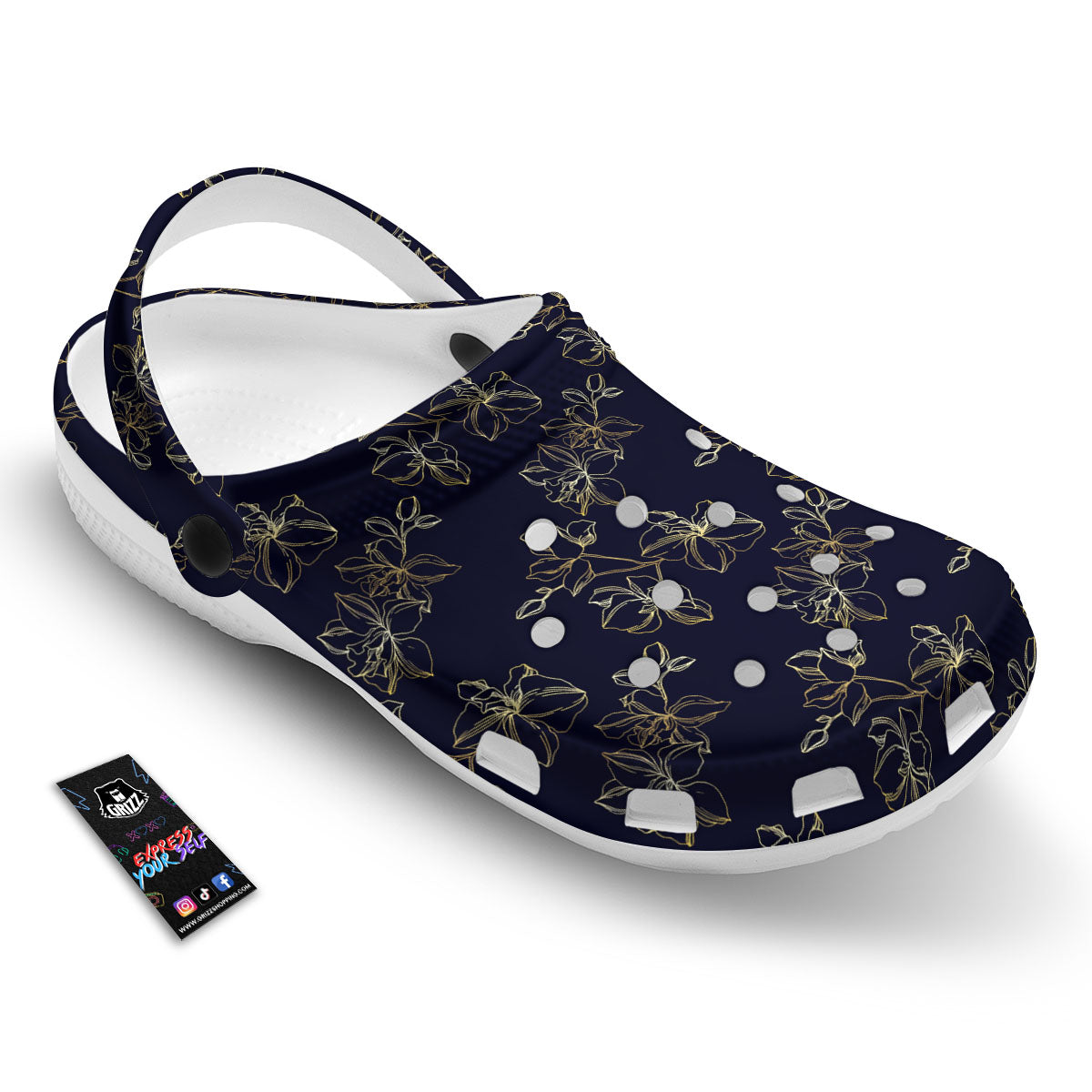 Orchid Golden Print Pattern Clog-grizzshop