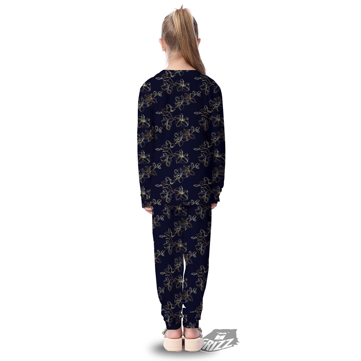 Orchid Golden Print Pattern Kid's Pajamas-grizzshop