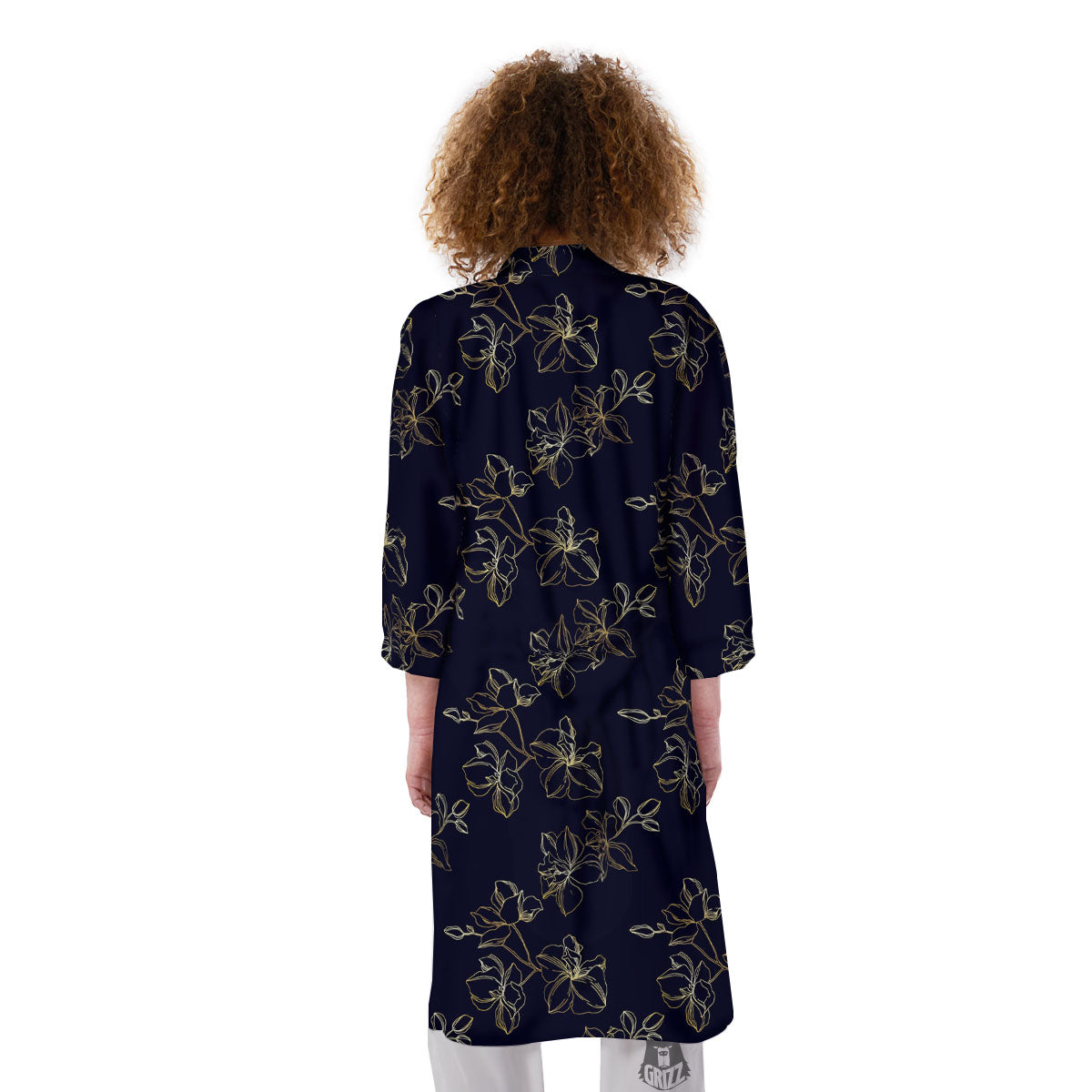 Orchid Golden Print Pattern Kimono-grizzshop