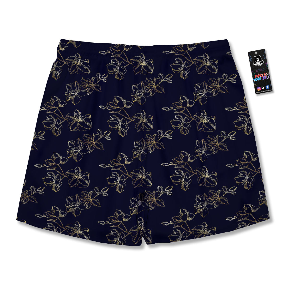 Orchid Golden Print Pattern Men's Running Shorts-grizzshop