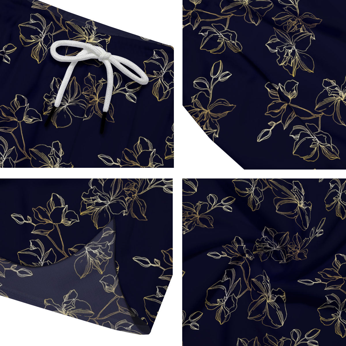 Orchid Golden Print Pattern Men's Running Shorts-grizzshop