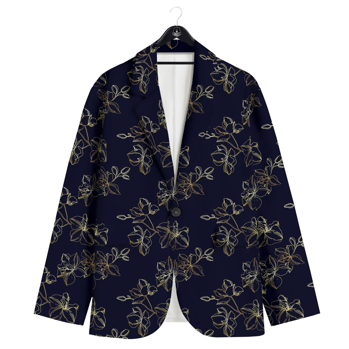 Orchid Golden Print Pattern Men's Sport Coat-grizzshop