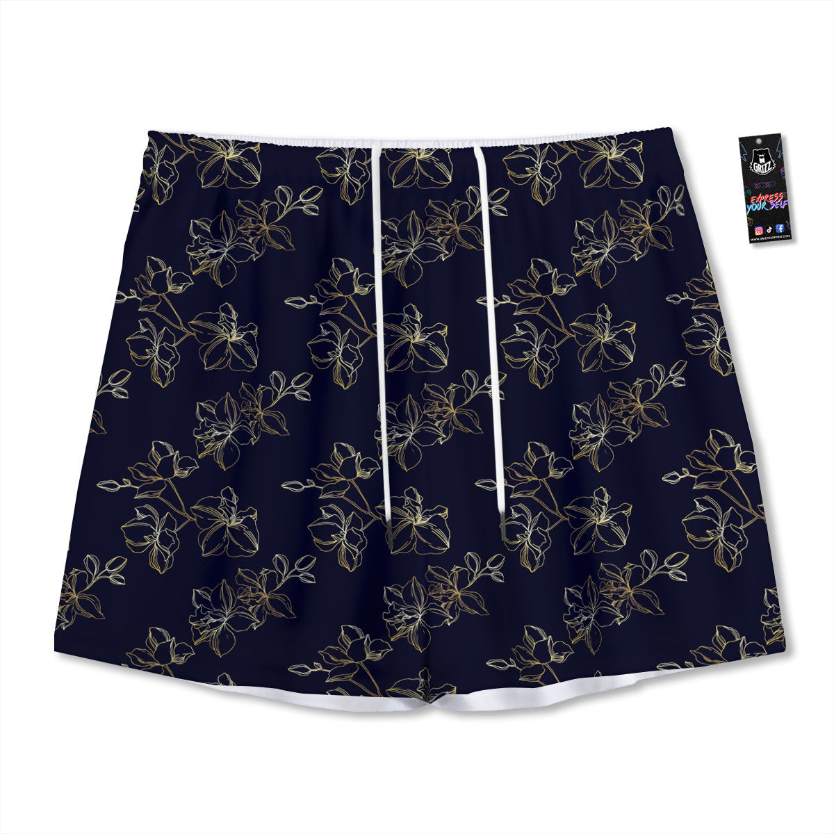 Orchid Golden Print Pattern Mesh Shorts