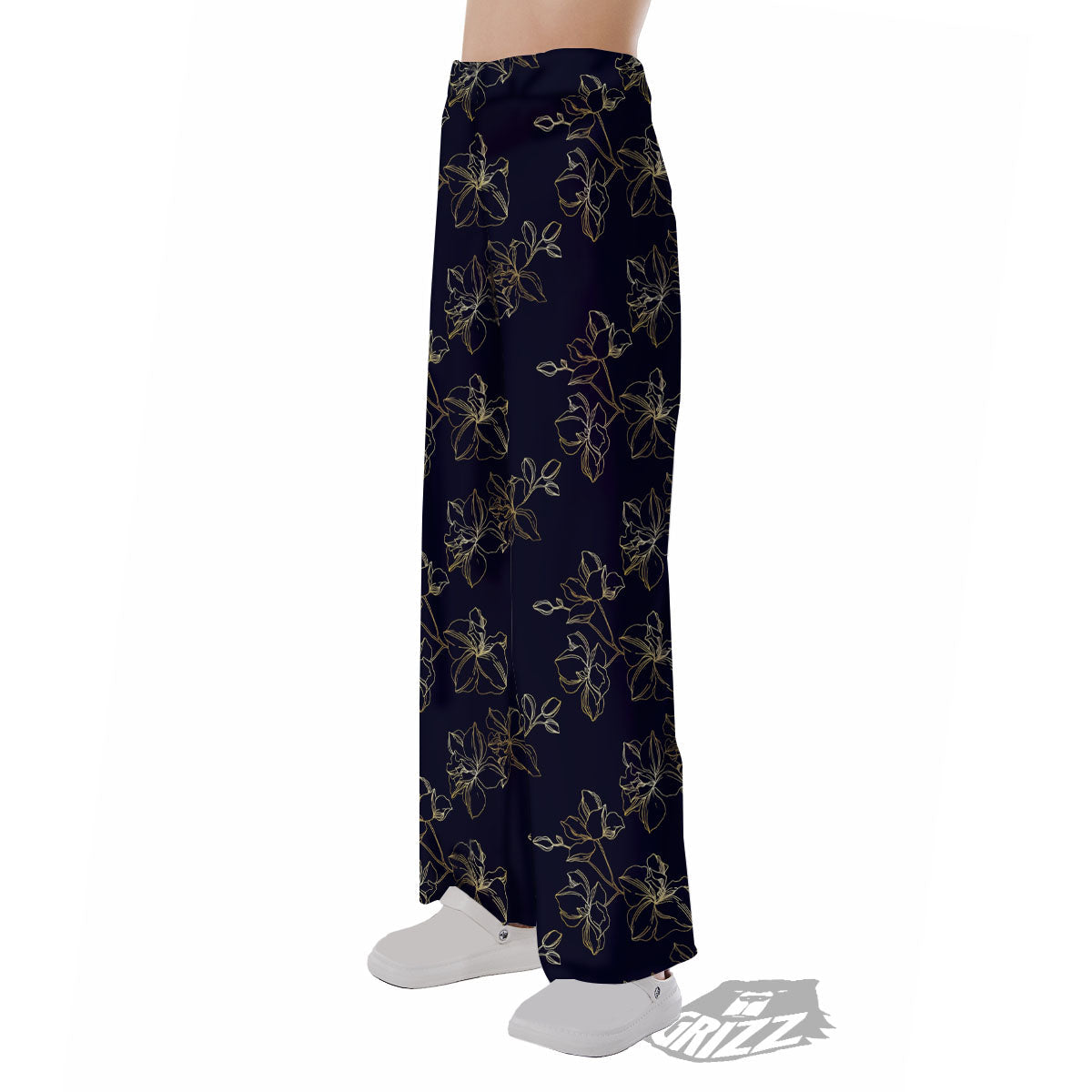 Orchid Golden Print Pattern Pajama Pants-grizzshop