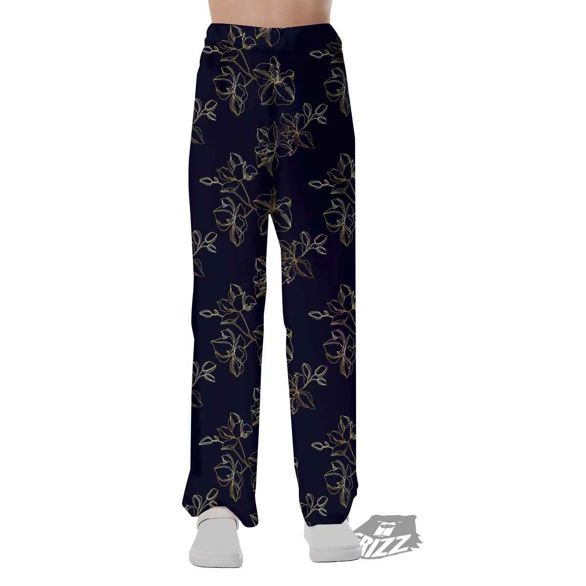 Orchid Golden Print Pattern Pajama Pants-grizzshop