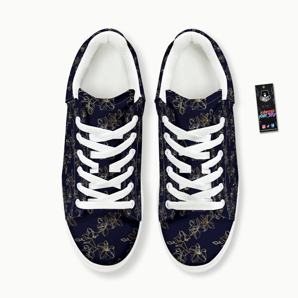 Orchid Golden Print Pattern Platform Shoes-grizzshop