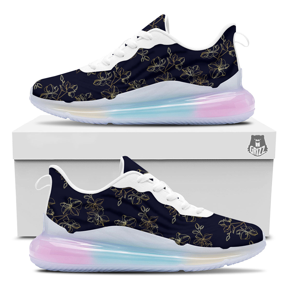 Orchid Golden Print Pattern Running Sneakers-grizzshop