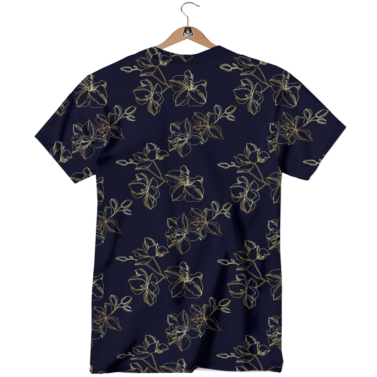 Orchid Golden Print Pattern T-Shirt-grizzshop