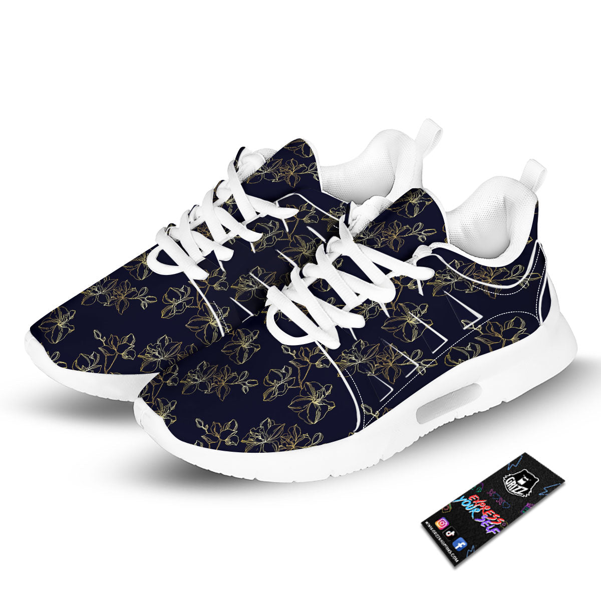 Orchid Golden Print Pattern Tennis Shoes-grizzshop