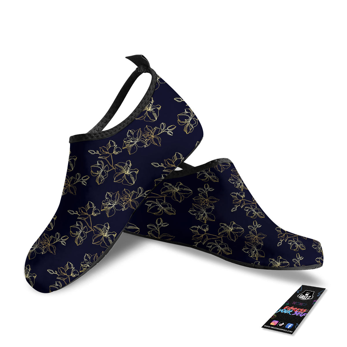 Orchid Golden Print Pattern Water Shoes-grizzshop