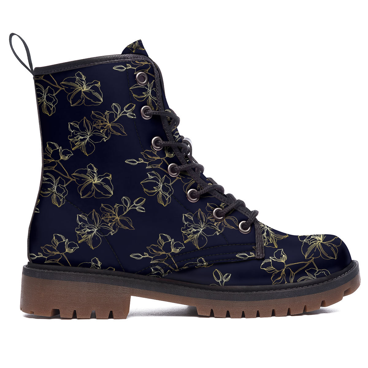 Orchid Golden Print Pattern Work Boots-grizzshop