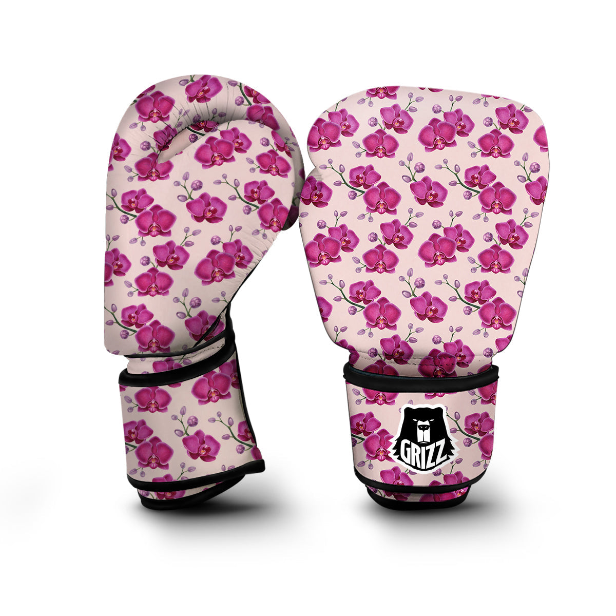 Orchid Purple Print Pattern Boxing Gloves-grizzshop