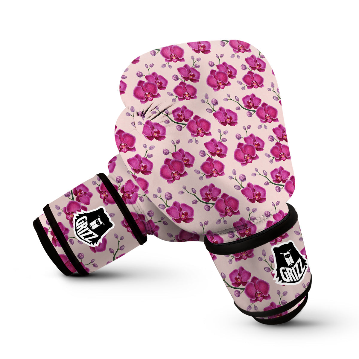 Orchid Purple Print Pattern Boxing Gloves-grizzshop