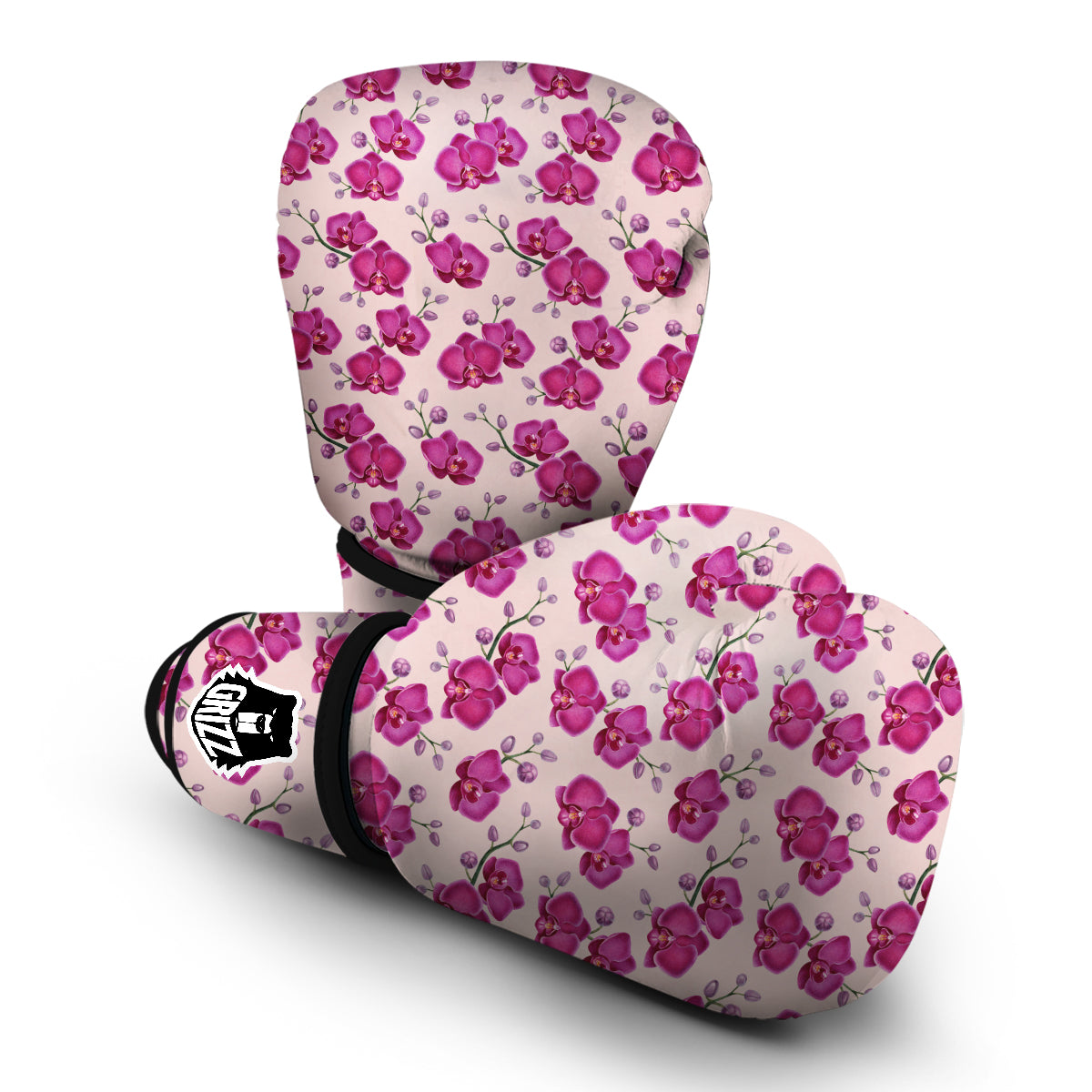 Orchid Purple Print Pattern Boxing Gloves-grizzshop