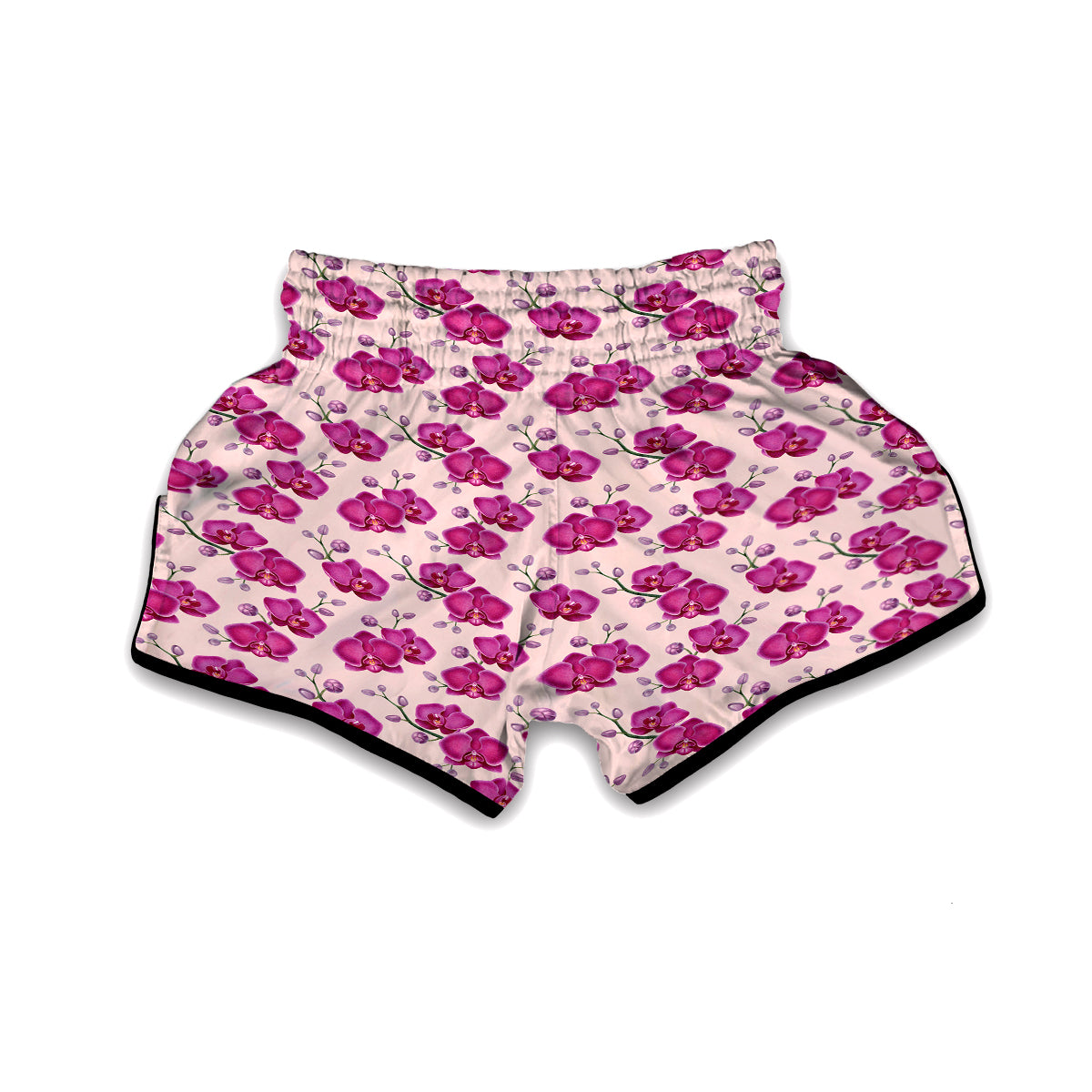 Orchid Purple Print Pattern Muay Thai Boxing Shorts-grizzshop