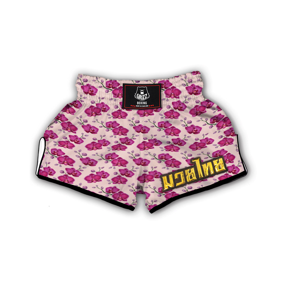 Orchid Purple Print Pattern Muay Thai Boxing Shorts-grizzshop