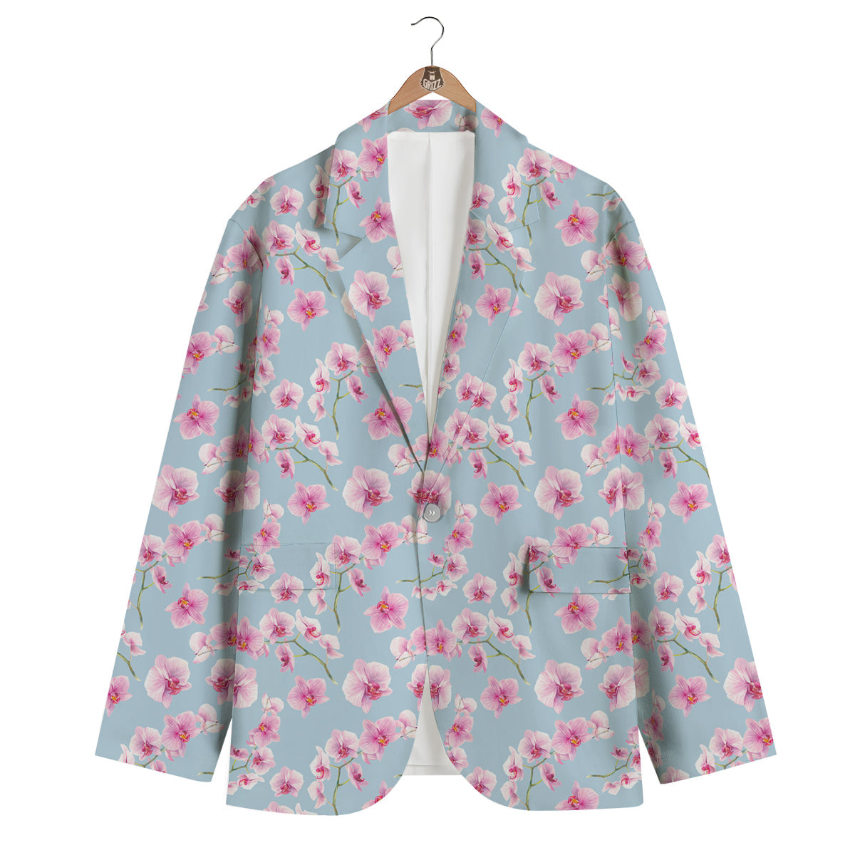 Orchid Watercolor Print Pattern Men's Blazer-grizzshop