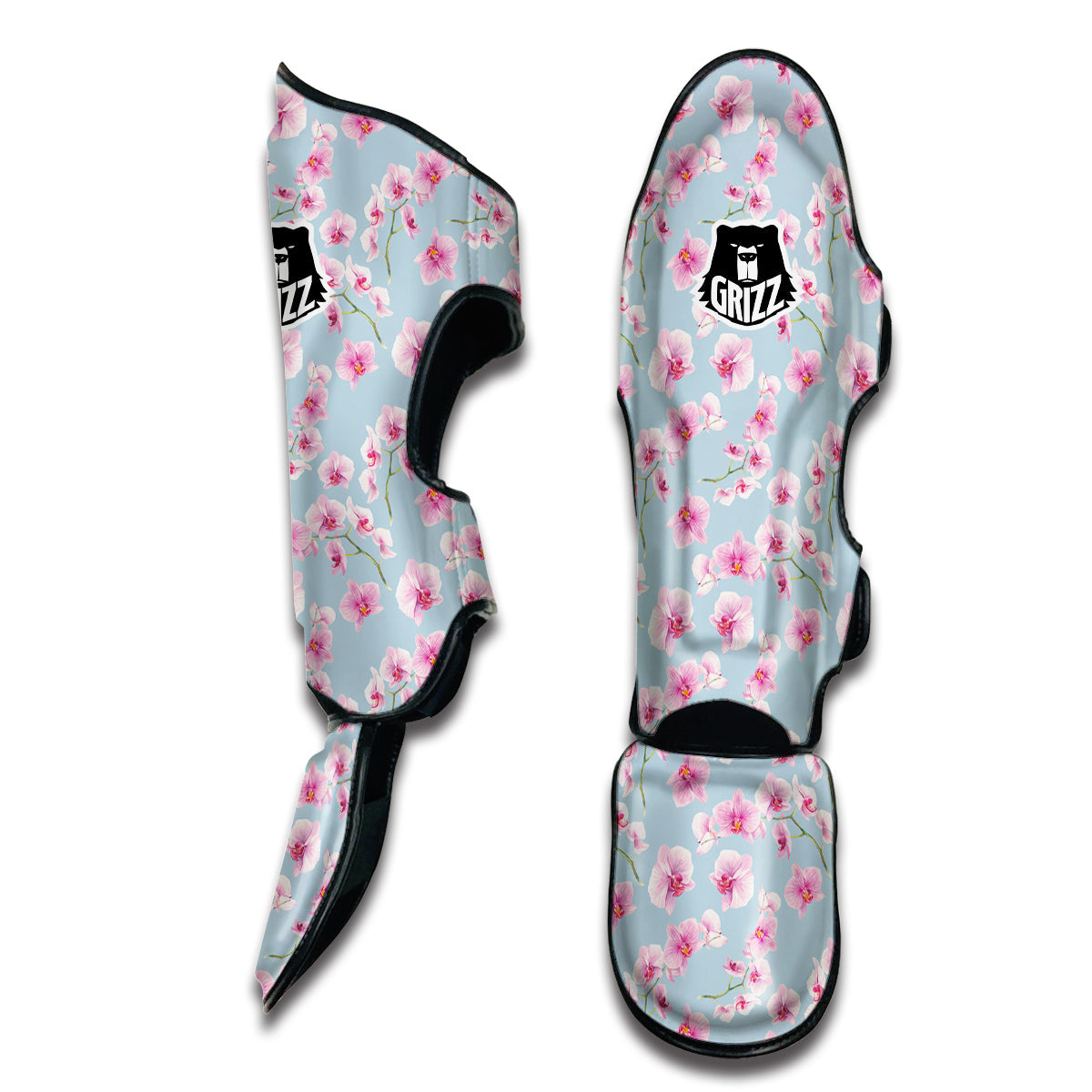 Orchid Watercolor Print Pattern Muay Thai Shin Guards-grizzshop