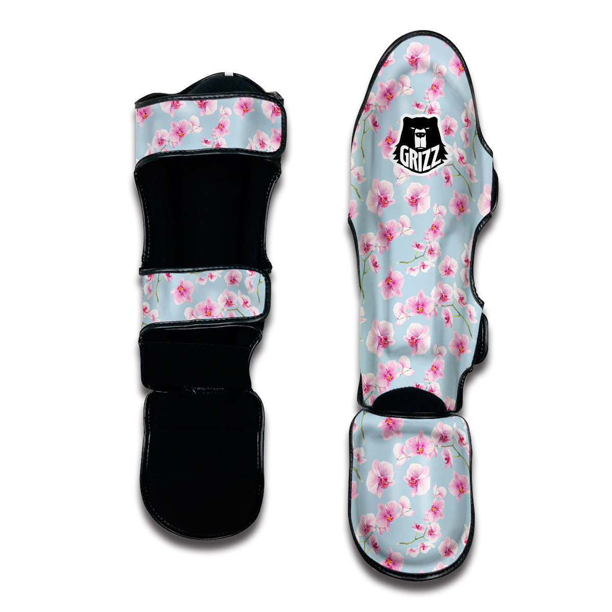 Orchid Watercolor Print Pattern Muay Thai Shin Guards-grizzshop