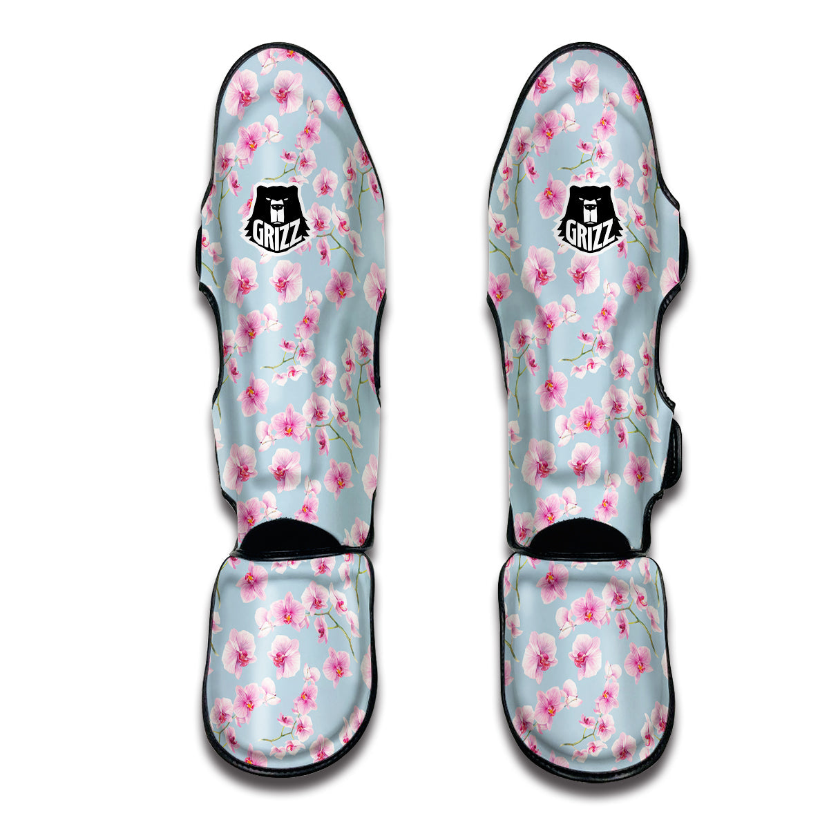 Orchid Watercolor Print Pattern Muay Thai Shin Guards-grizzshop