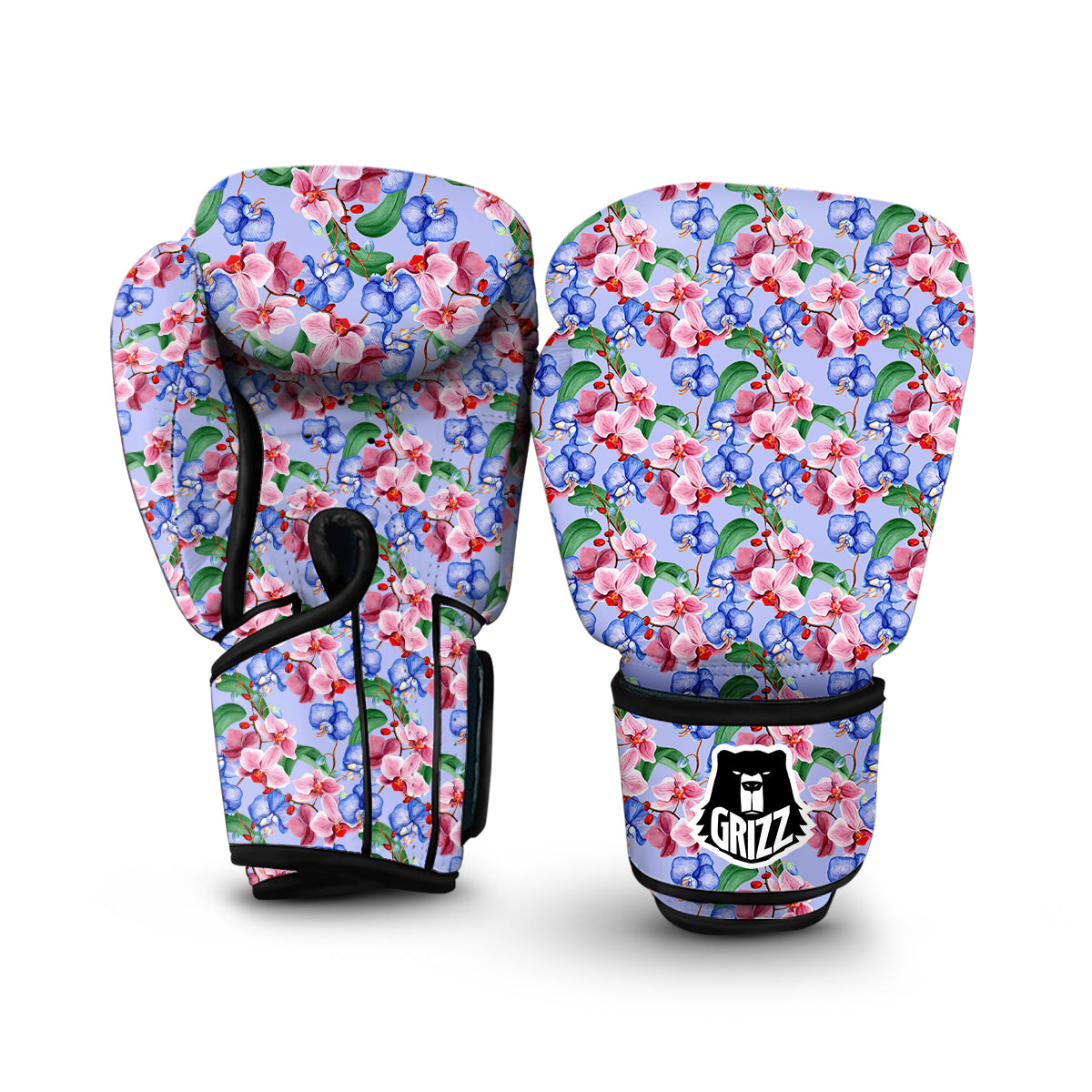 Orchid Watercolor Purple Print Pattern Boxing Gloves-grizzshop