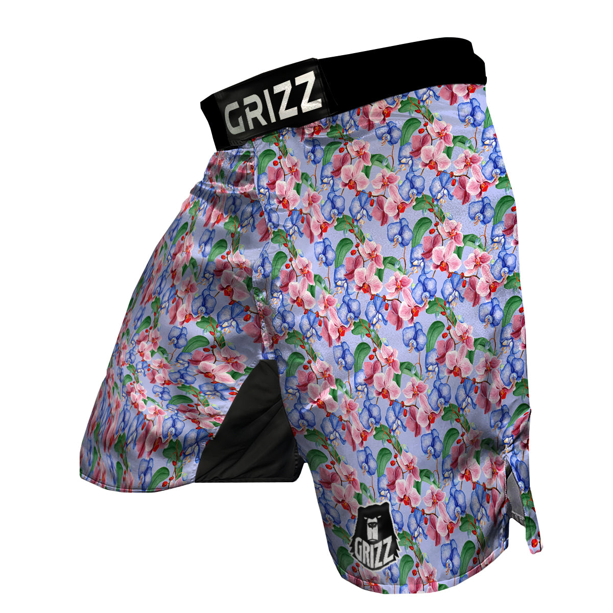 Orchid Watercolor Purple Print Pattern MMA Shorts-grizzshop