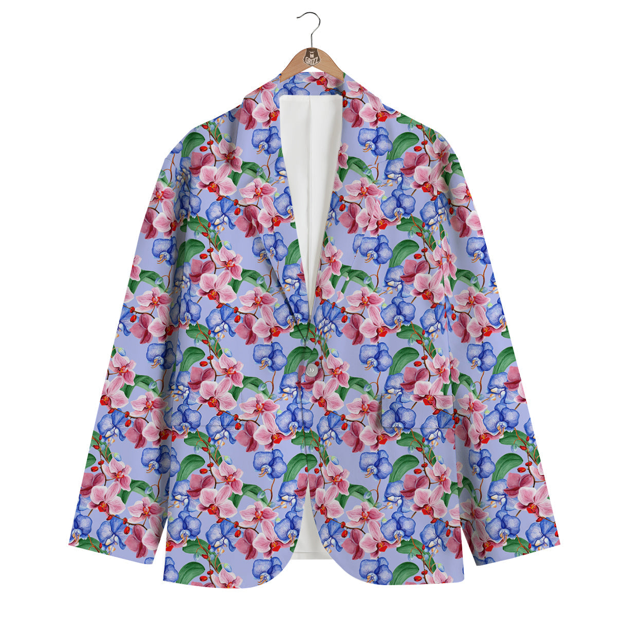 Orchid Watercolor Purple Print Pattern Men's Blazer-grizzshop