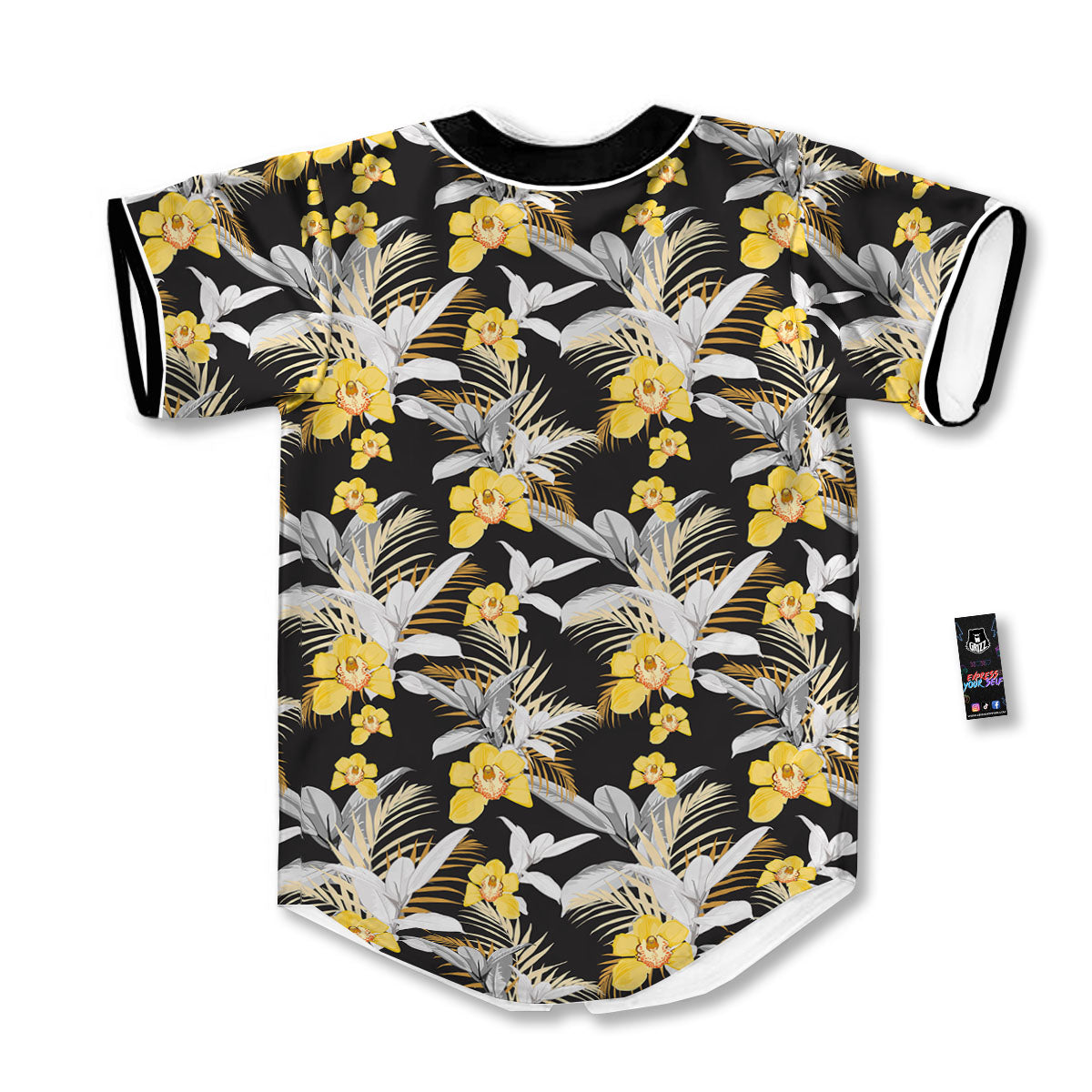 Orchid Yellow Print Pattern Baseball Jersey-grizzshop