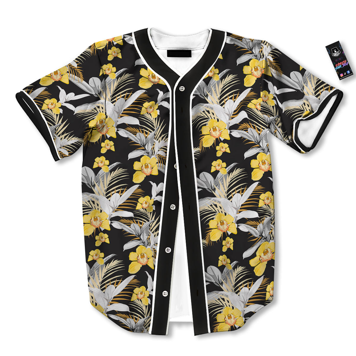 Orchid Yellow Print Pattern Baseball Jersey-grizzshop