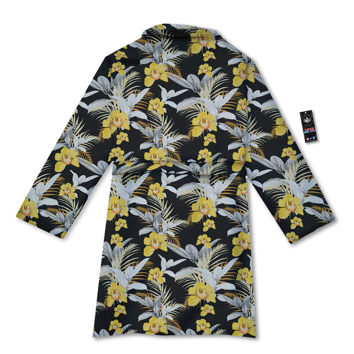 Orchid Yellow Print Pattern Bathrobe-grizzshop