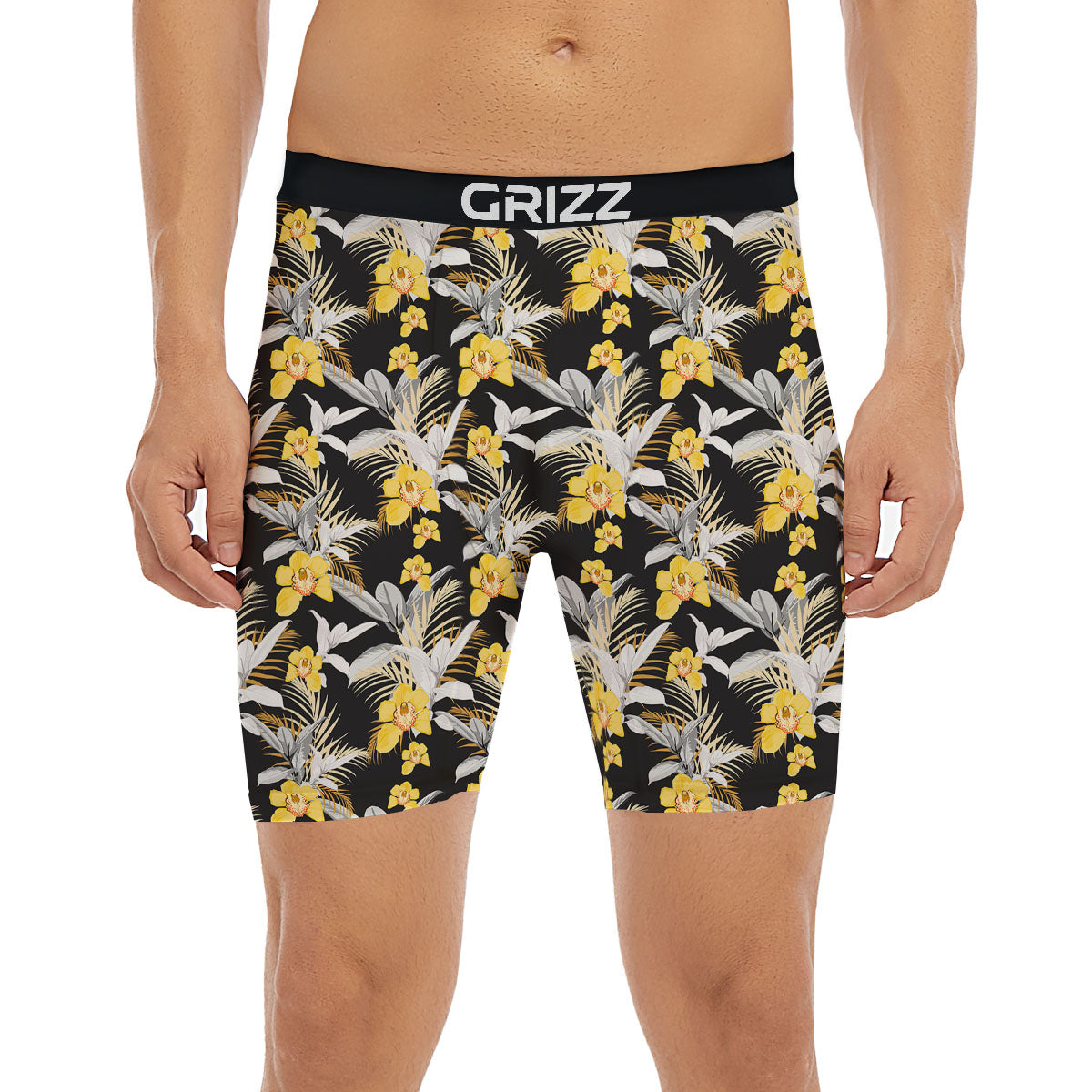 Orchid Yellow Print Pattern Boxer Briefs-grizzshop